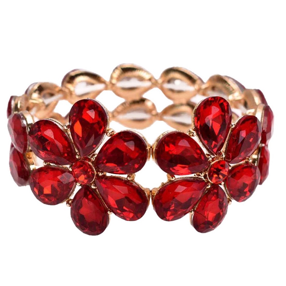 Ruby red stretch glam bracelet